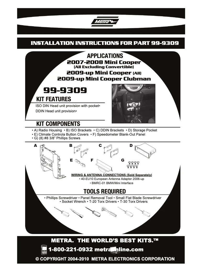 Page n°1 - Manuel utilisateur Metra 99-9309