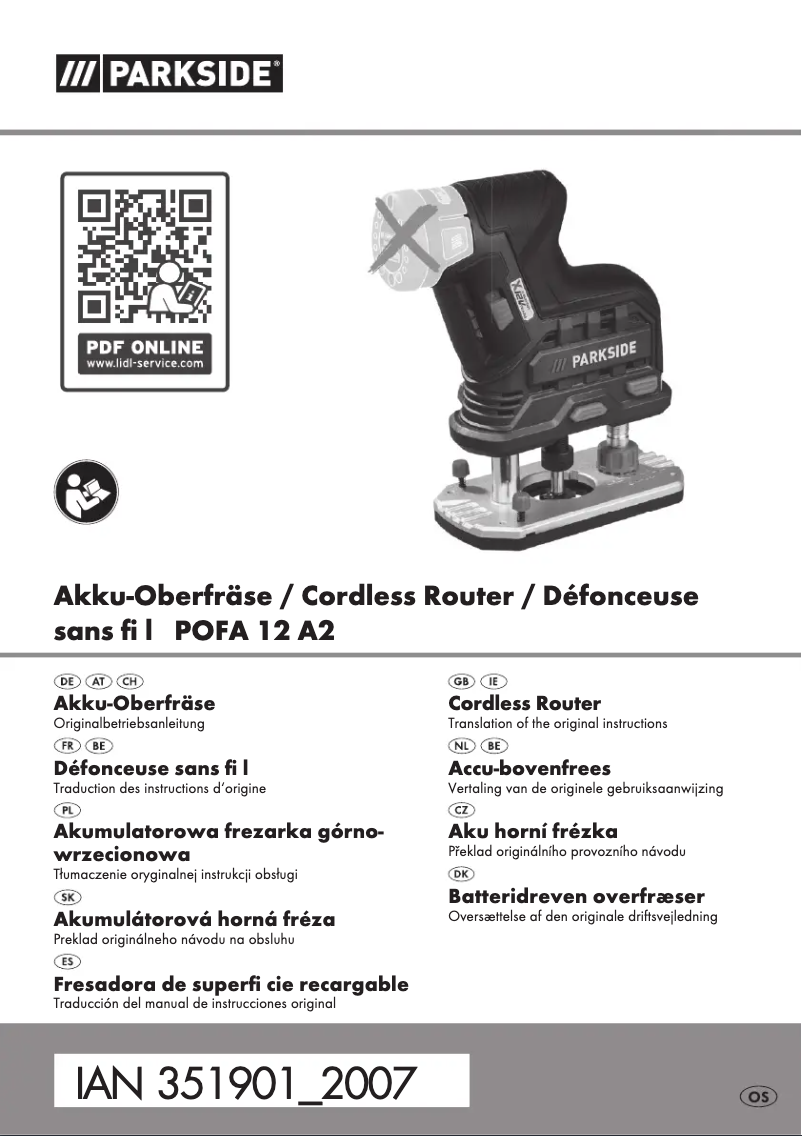 Page n°1 - Manuel utilisateur Parkside POFA 12 A2