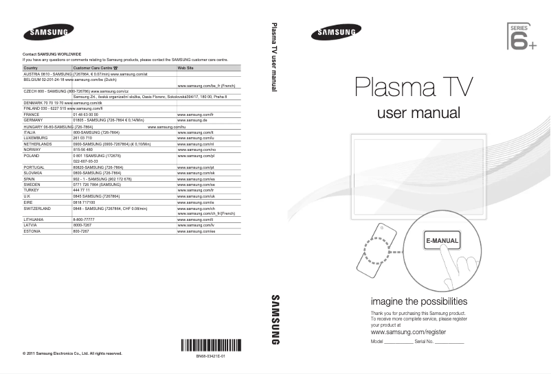 Page n°1 - Guide d'installation Samsung PS59D6910DS