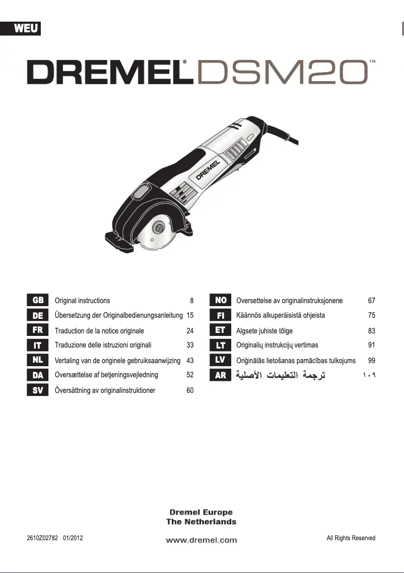 Page n°1 - Manuel utilisateur Dremel DSM20-3/4
