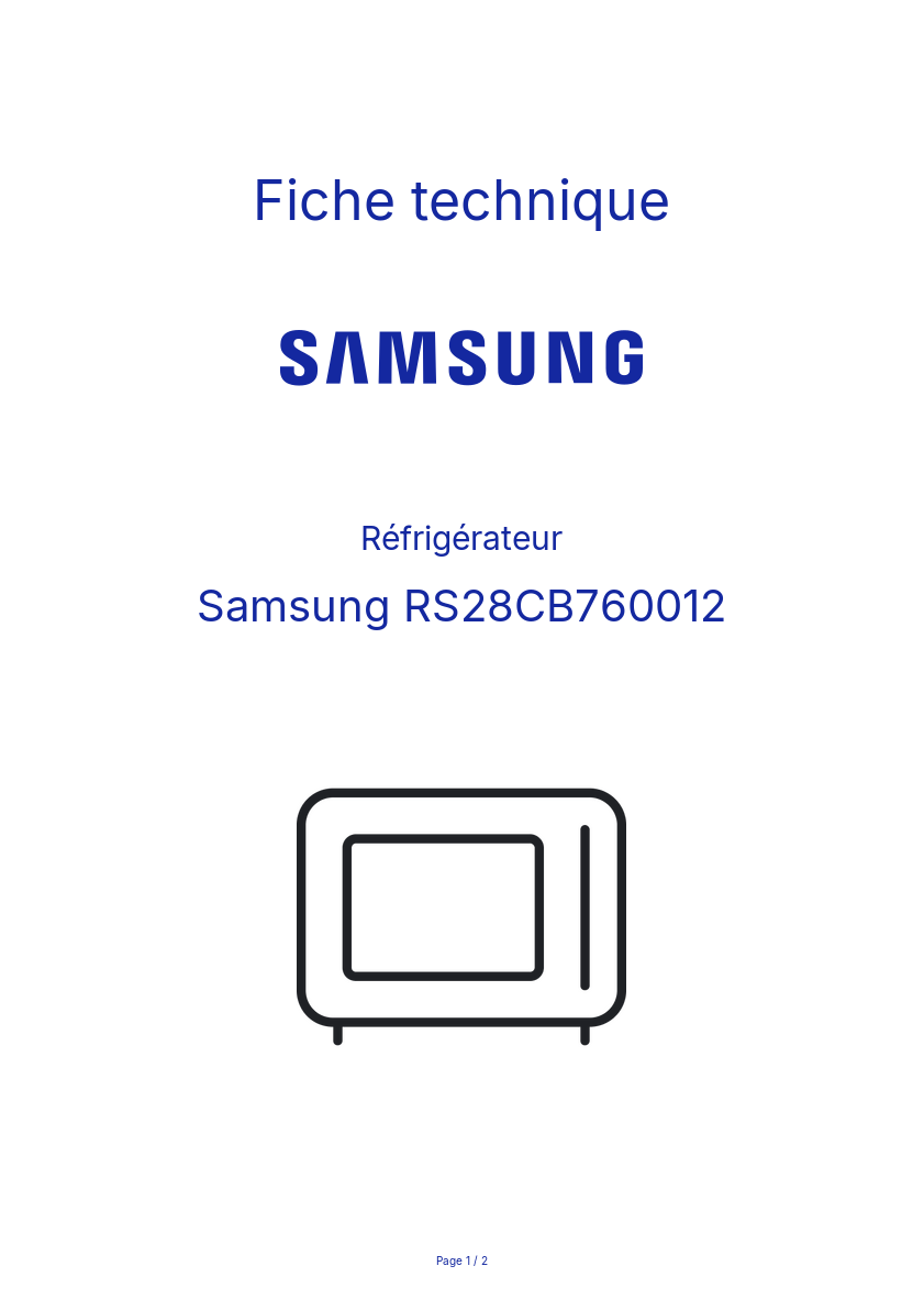 Image de la première page du manuel de l'appareil RS28CB760012