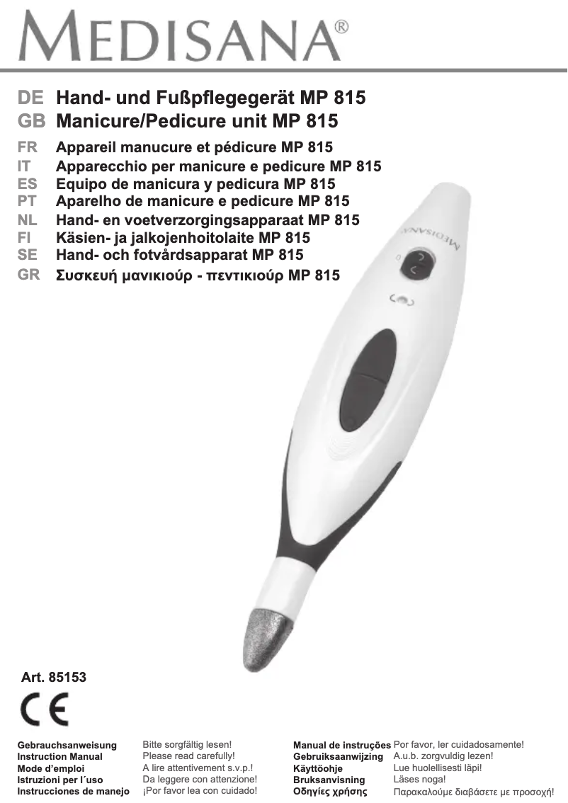 Page n°1 - Manuel utilisateur Medisana MP 815