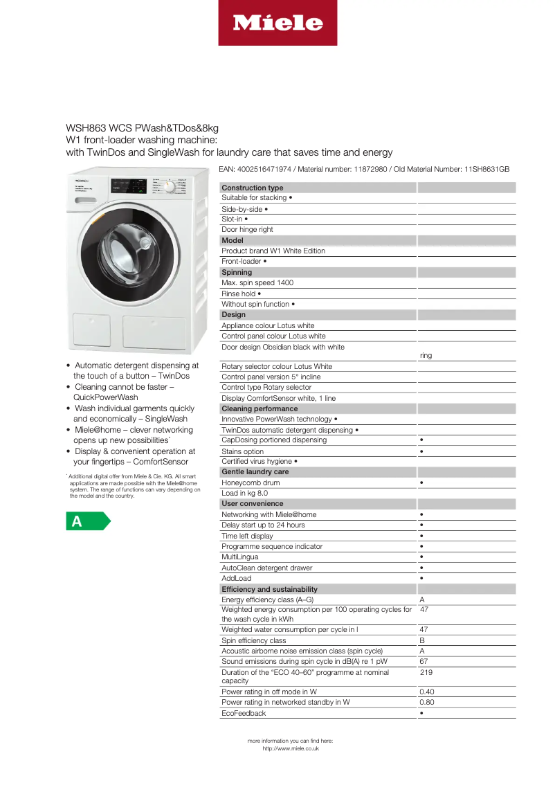 Image de la première page du manuel de l'appareil WSI 863 WCS PowerWash 2.0 & TwinDos