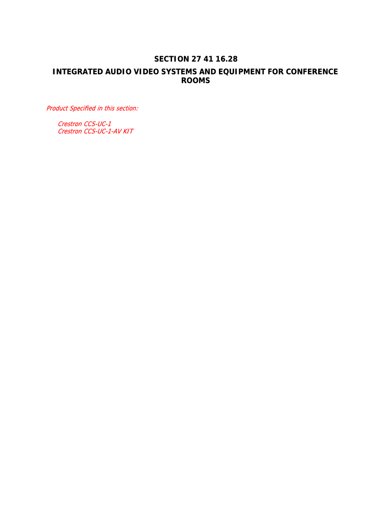 Page n°1 - Manuel utilisateur Crestron CCS-UC-1 W/PS