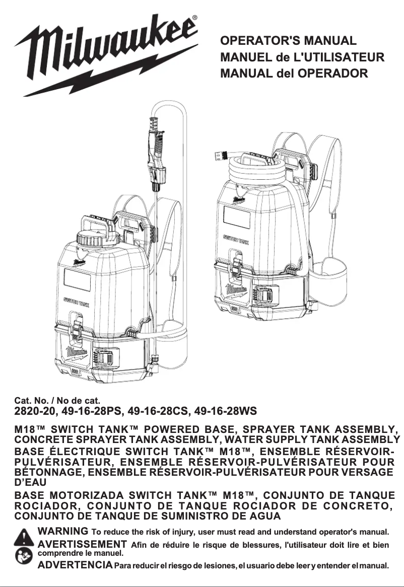 Page 1 de la notice Manuel utilisateur Milwaukee 2820-21CS