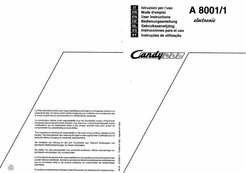 Image de la première page du manuel de l'appareil A 8001