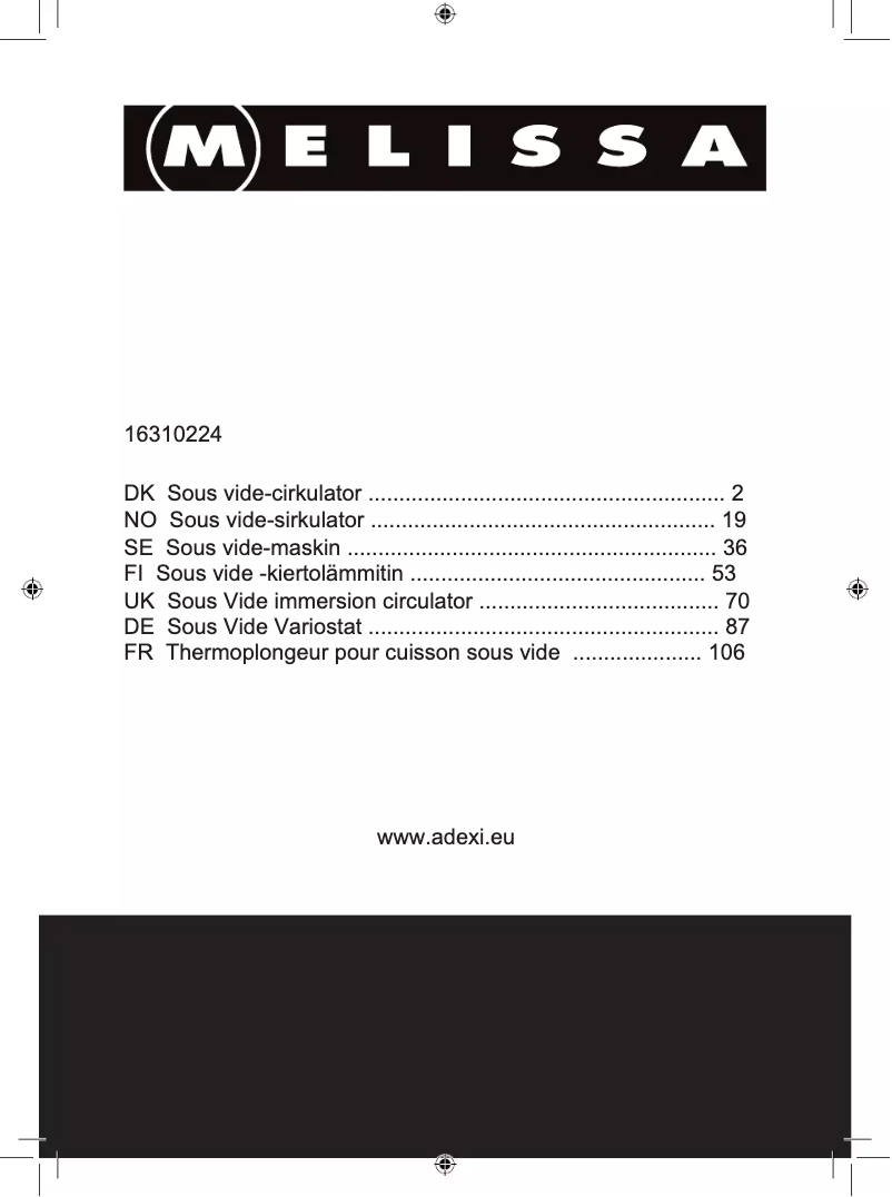 Page 1 de la notice Manuel utilisateur Melissa 16310224