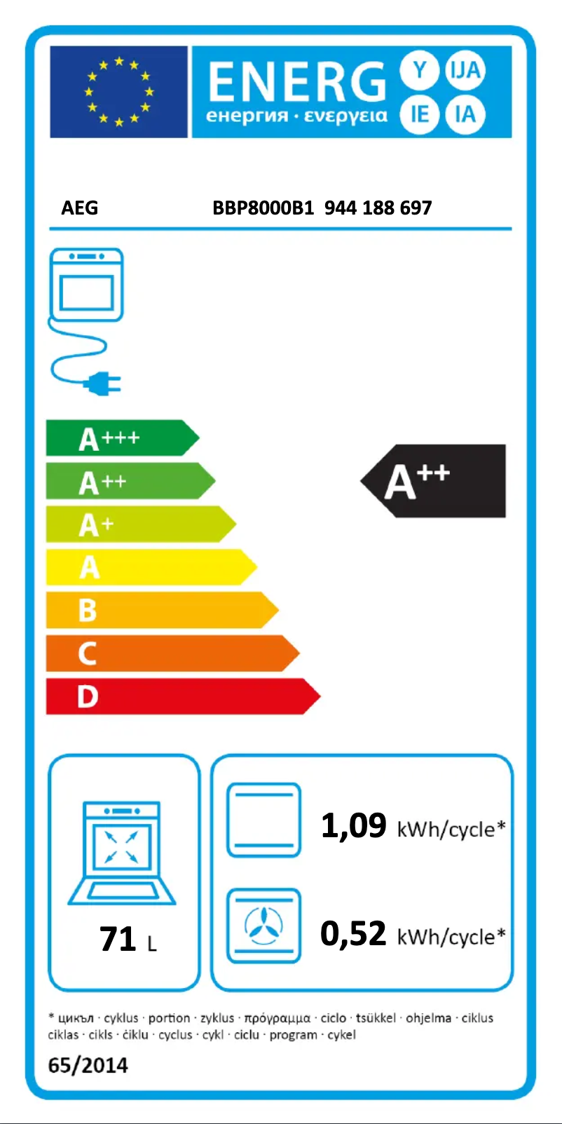 Page n°1 - Label énergétique AEG BBP8000B1