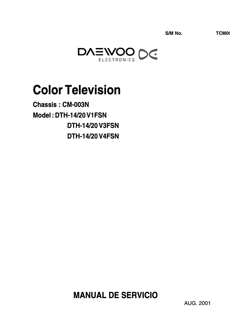 Page 1 de la notice Manuel utilisateur Daewoo DTH-14 V3FSN