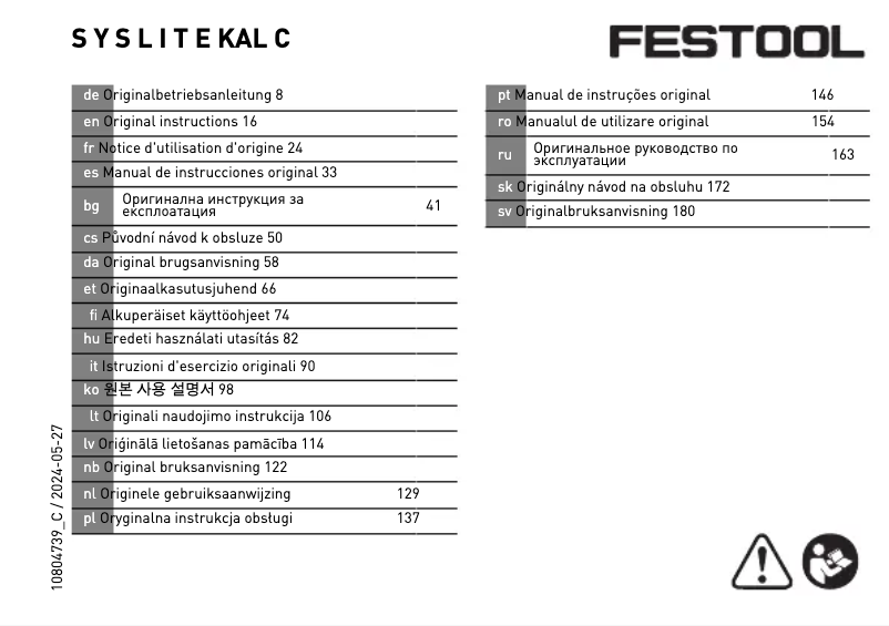 Page 1 de la notice Manuel utilisateur Festool Syslite KAL C