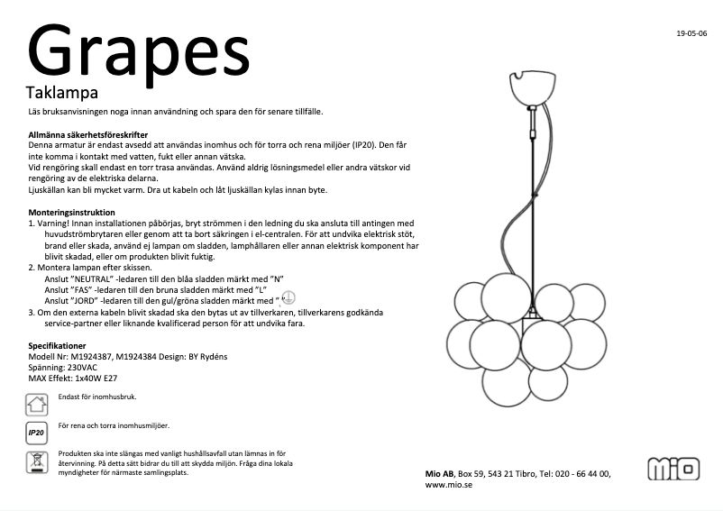 Page 1 de la notice Manuel utilisateur Mio Grapes
