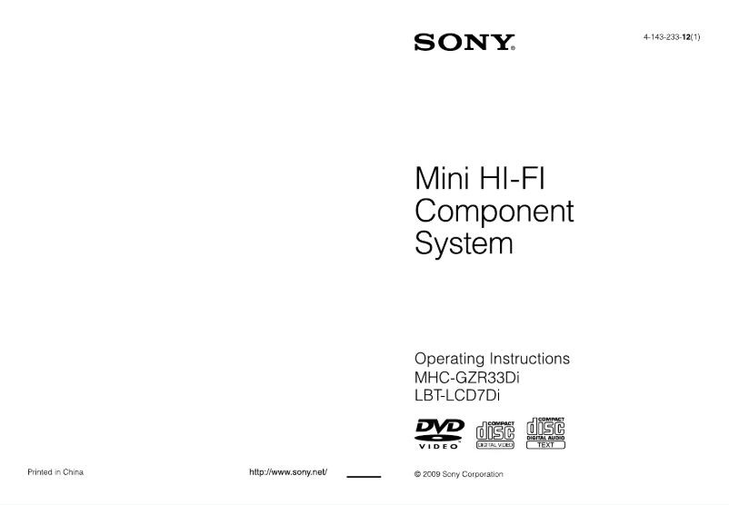 Page n°1 - Manuel utilisateur Sony LBT-LCD7DI