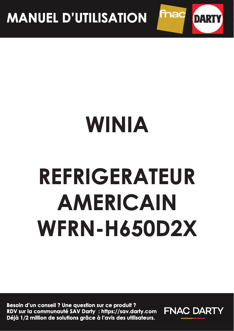 Page 1 de la notice Manuel utilisateur Winia WFRN-H650D2X