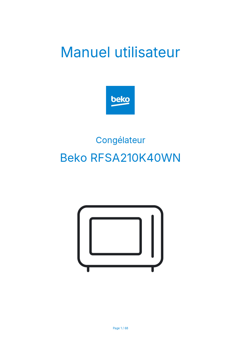 Page n°1 - Manuel utilisateur Beko RFSA210K40WN