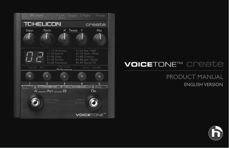 Image de la première page du manuel de l'appareil VoiceTone Create