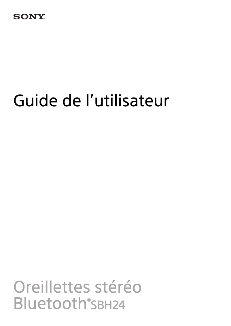 Page 1 de la notice Manuel utilisateur Sony SBH24