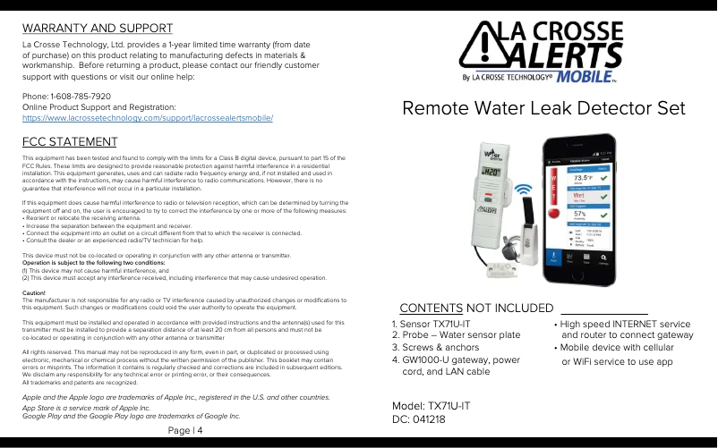 Page n°1 - Manuel utilisateur La Crosse Technology 926-25105