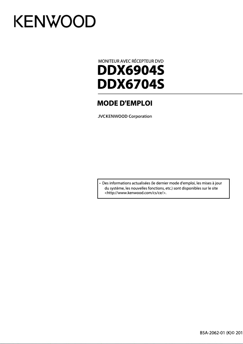 Page 1 de la notice Manuel utilisateur Kenwood DDX6704S