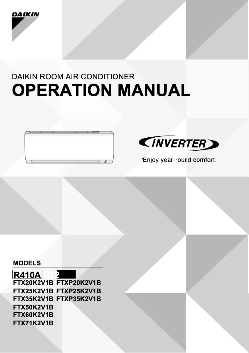 Page 1 de la notice Manuel utilisateur Daikin FTX60K2V1B