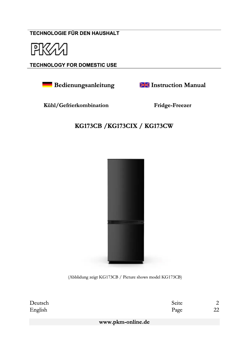 Image de la première page du manuel de l'appareil KG173CB