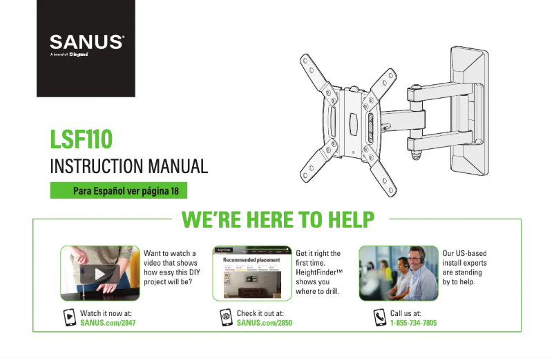 Página 1 del manual Manual de usuario Sanus LSF110