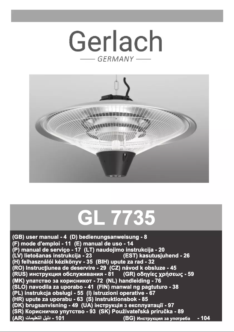 Image de la première page du manuel de l'appareil GL 7735
