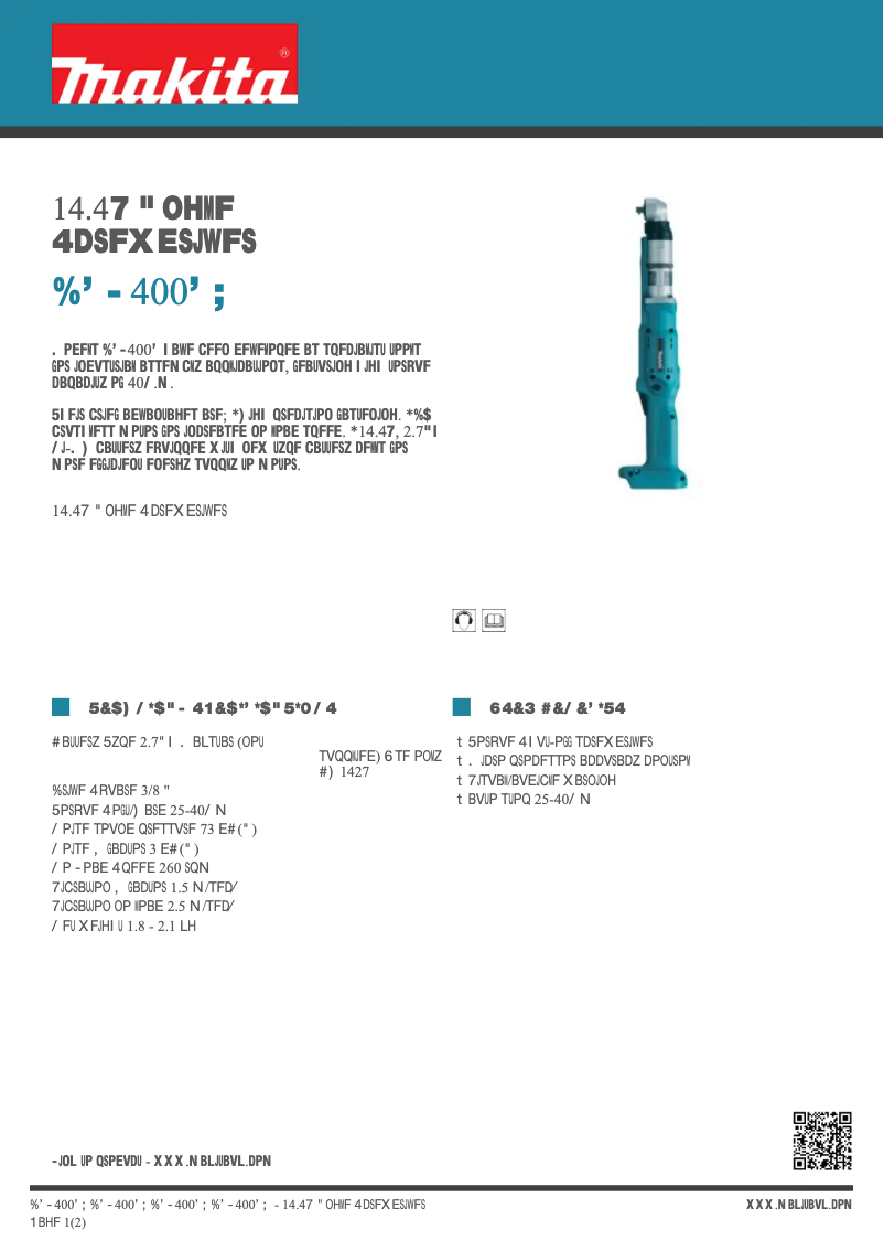 Page 1 de la notice Fiche technique Makita DFL400FZ