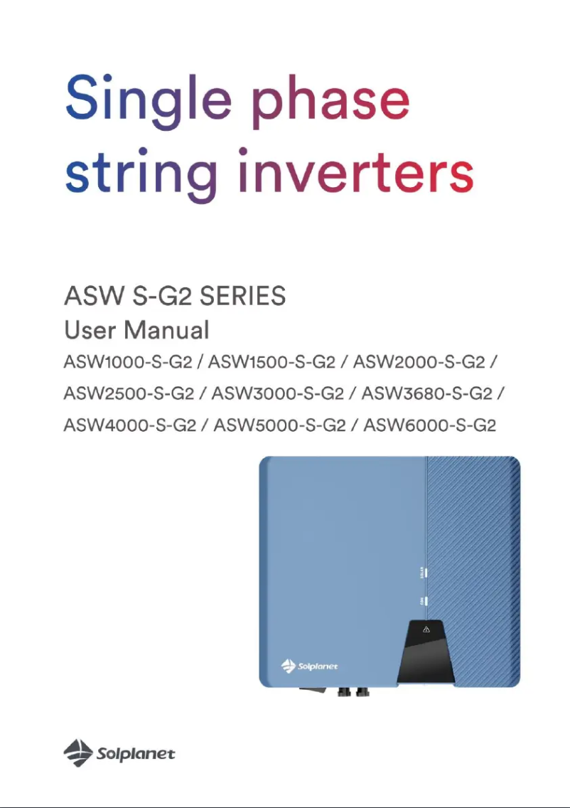 Page n°1 - Manuel utilisateur Solplanet ASW3680-S-G2