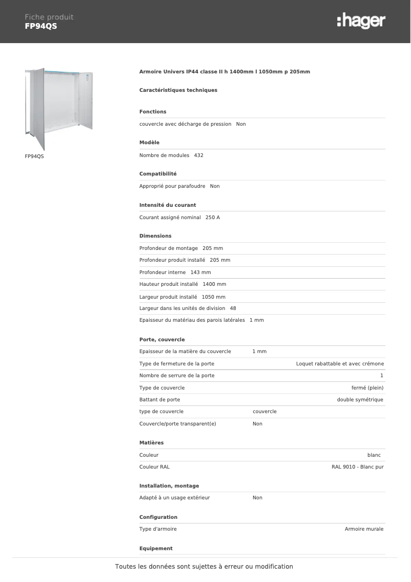 Image de la première page du manuel de l'appareil FP94QS