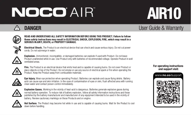 Page n°1 - Manuel utilisateur NOCO AIR10