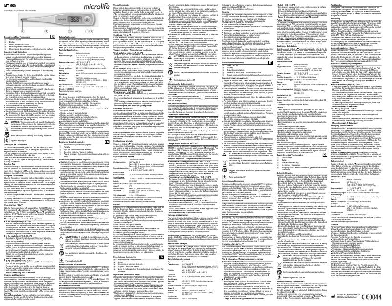 Page 1 de la notice Manuel utilisateur Microlife MT 550