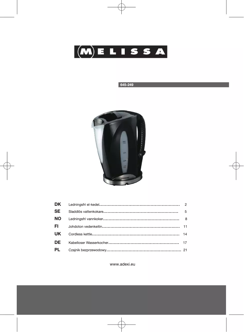 Imagen de la primera página del manual del dispositivo 645-249