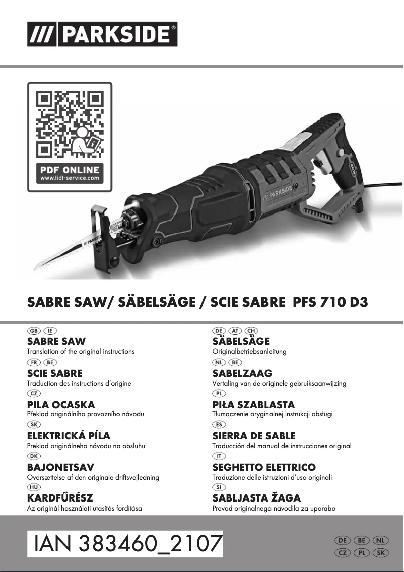 Page 1 de la notice Manuel utilisateur Parkside PFS 710 D3