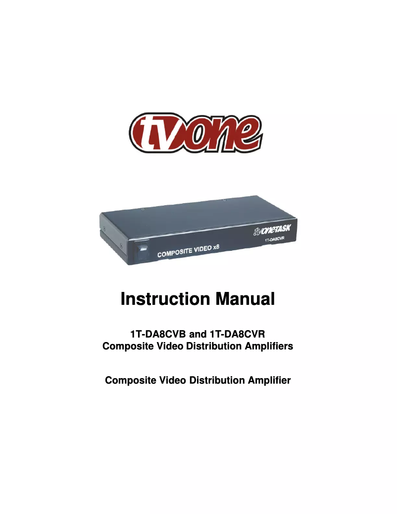 Page n°1 - Manuel utilisateur TV One 1T-DA8CVB