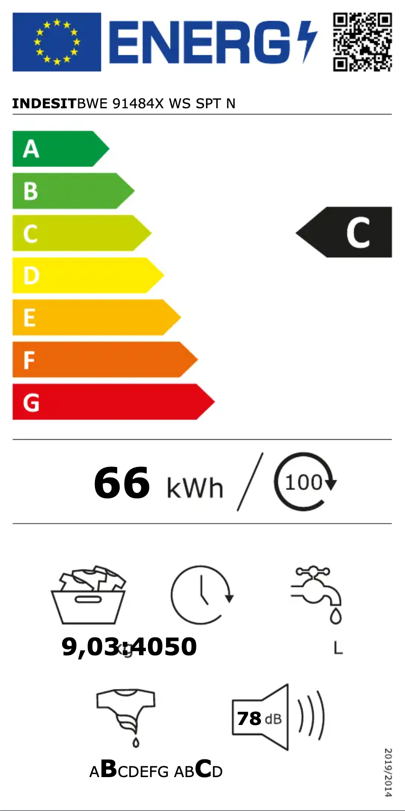 Page 1 de la notice Manuel utilisateur Indesit BWE 91484X WS SPT N