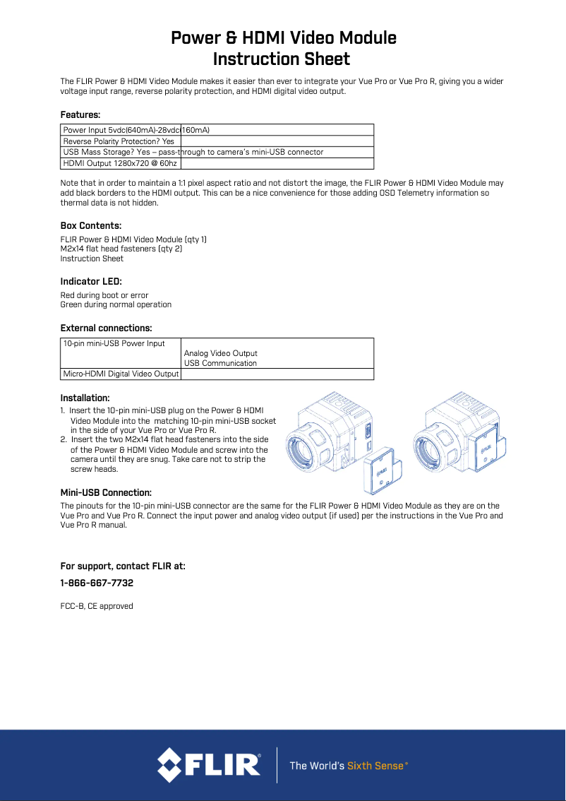 Page 1 de la notice Instructions / montage FLIR Vue Pro
