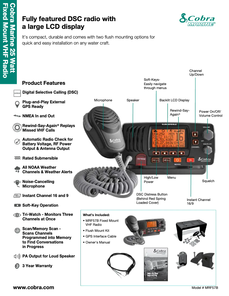 Page 1 de la notice Fiche technique Cobra F57