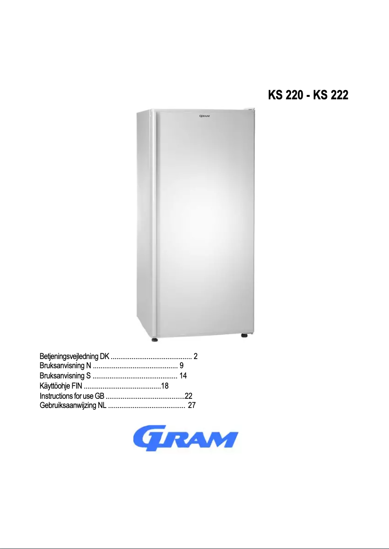 Page 1 de la notice Manuel utilisateur Gram KS222
