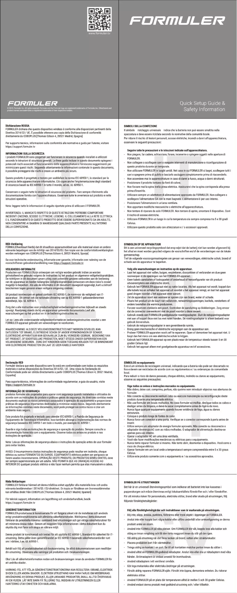 Page 1 de la notice Manuel utilisateur Formuler Zx