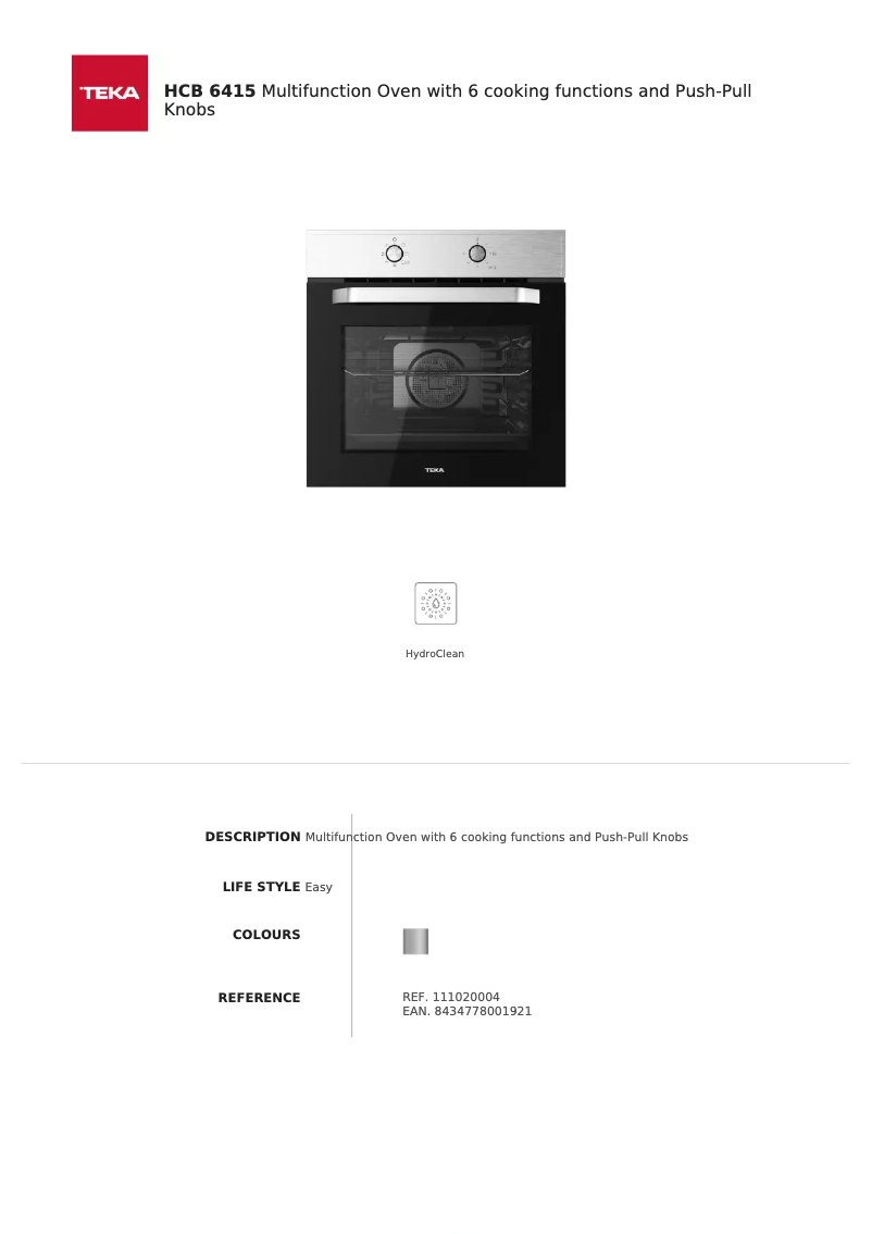Page n°1 - Fiche technique Teka HCB 6415