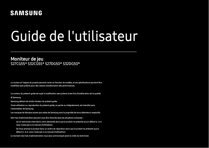Page 1 de la notice Manuel utilisateur Samsung S32DG500EU