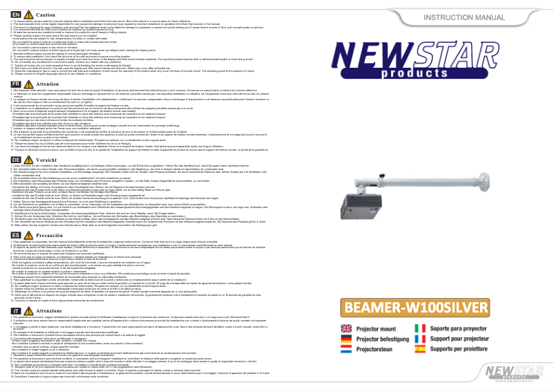 Page 1 de la notice Manuel utilisateur Newstar BEAMER-W100
