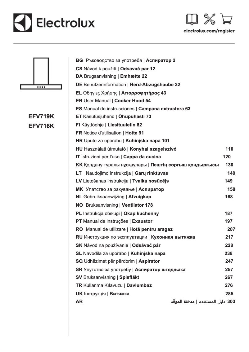 Page n°1 - Manuel utilisateur Electrolux EFV716K