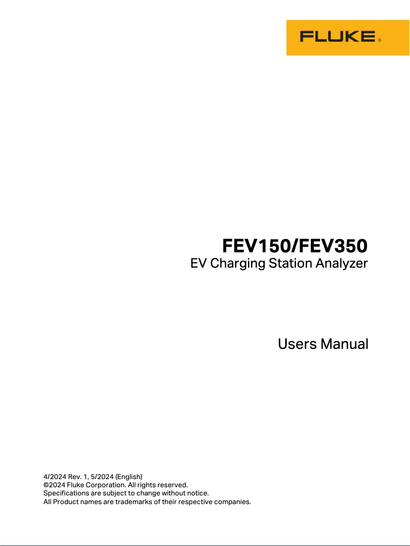 Page 1 de la notice Manuel utilisateur Fluke FEV350