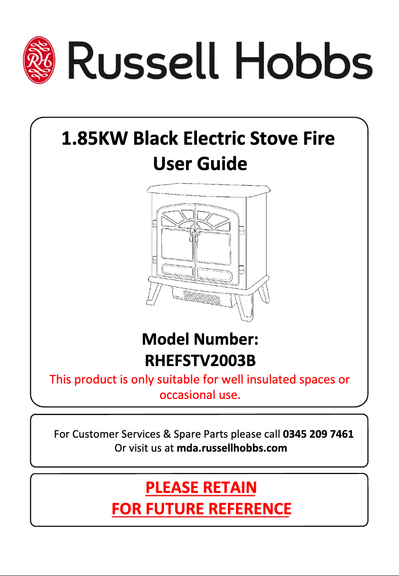 Page 1 de la notice Manuel utilisateur Russell Hobbs RHEFSTV2003B