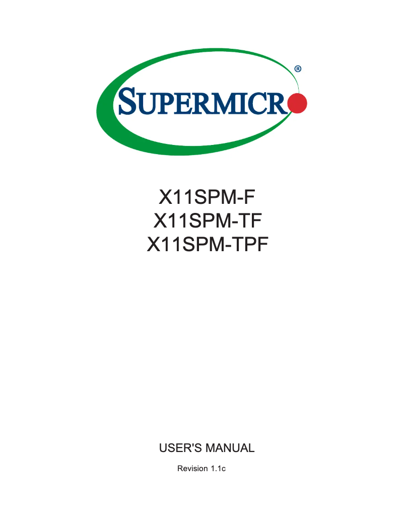 Page 1 de la notice Manuel utilisateur Supermicro X11SPM-F