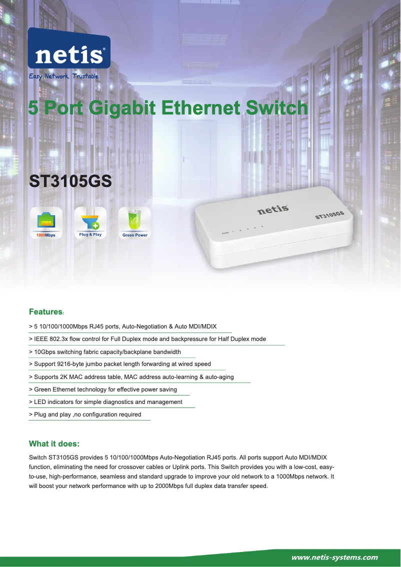 Page n°1 - Manuel utilisateur Netis ST3105GS