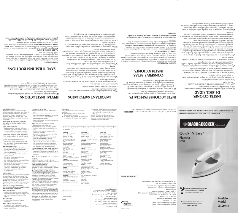 Image de la première page du manuel de l'appareil IM200