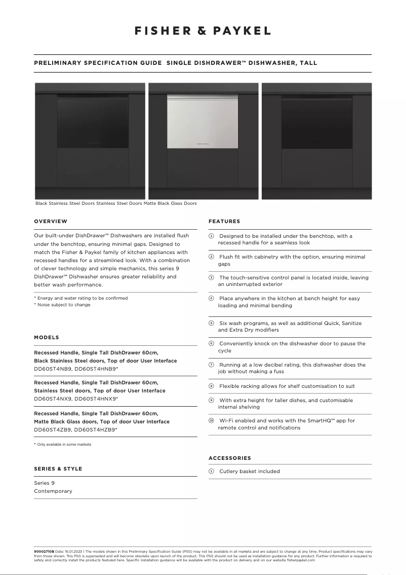 Page n°1 - Fiche technique Fisher & Paykel DD60ST4HZB9