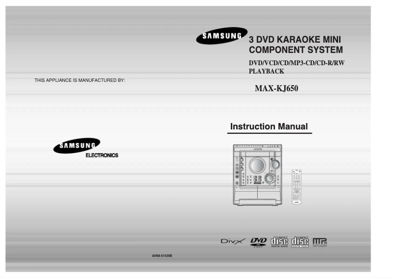 Page 1 de la notice Manuel utilisateur Samsung MAX-KJ650